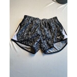 Nike Dri-Fit Womens Tempo Running Shorts Size M Black White Pattern 810873-010